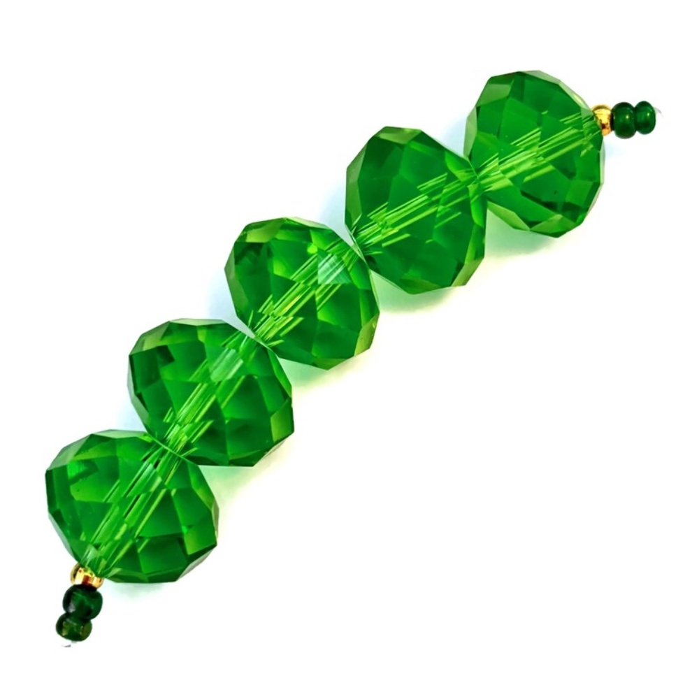 As Low as $2 Large Spring Green Faceted Rondelle Crystal Beads 16mm x 12mm (5)